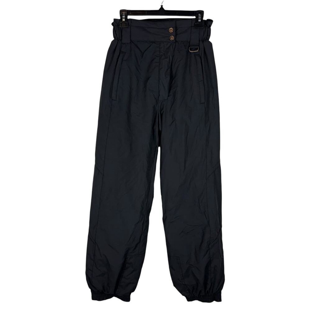 VTG Skiing Passport Ski Pants Women 10 Black High-Rise Slash Pockets Tapered Leg